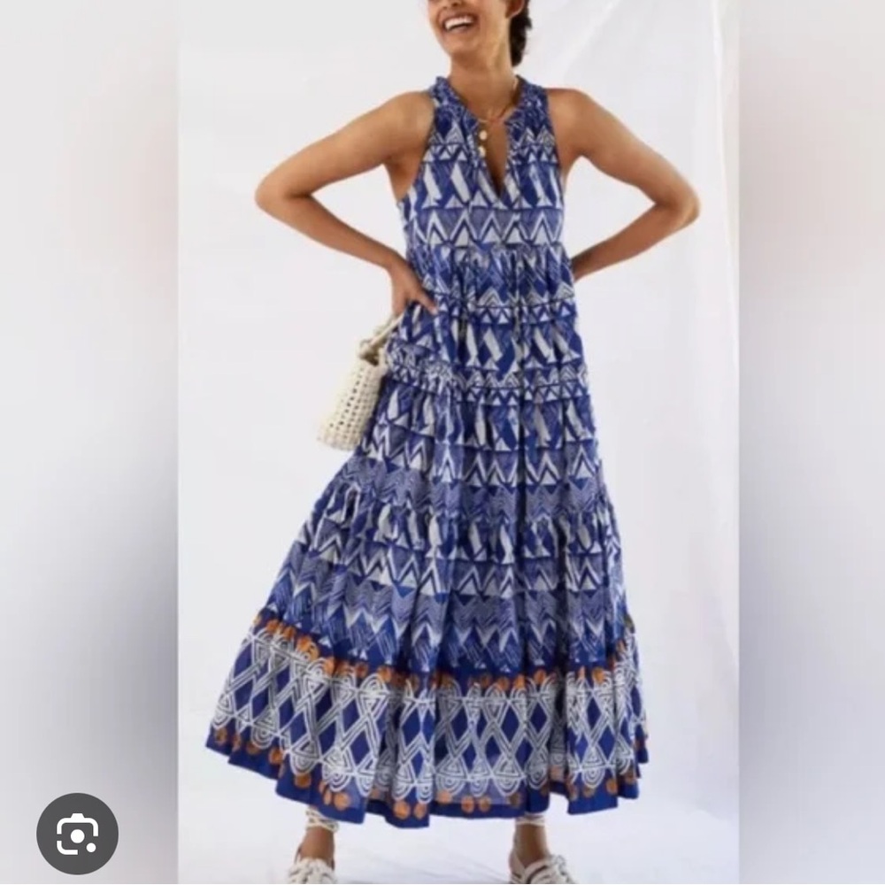 By Anthropologie Diaz cotton maxi tired dress, size XS